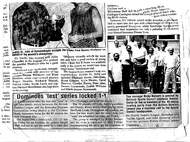 Restored Barbados Test Series newspaper clipping